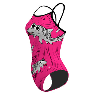 Leah the Leopard Shark Dark Pink Solid - Skinny Strap Swimsuit