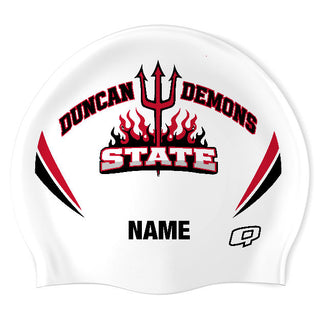 Duncan Demons V2 (WHT/03/P) - - Wrinkle-Free Silicone Swimming Cap