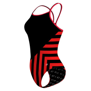 Red lines - Skinny Strap Swimsuit