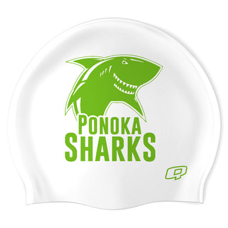 Ponoka Sharks (WHT/01) - Classic Silicone Swimming Cap