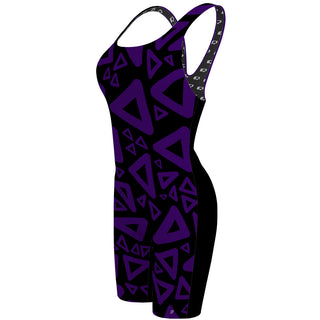 purple triangle - Classic Strap Long Knee Women Jammer