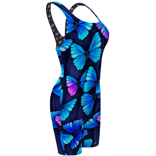 Blue Butterfly - Classic Strap Long Knee Women Jammer