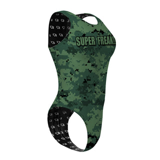 Forest Green Camo - Women's Waterpolo Swimsuit Cheeky Cut