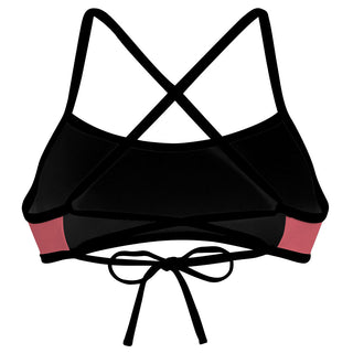 Ciara tieback cayenne pink bikini top with black straps - Ciara Tieback Bikini Top