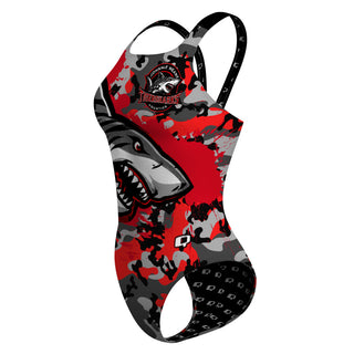 Johnnie Means Aquatic Tigersharks 26 Camo - Classic Strap Swimsuit