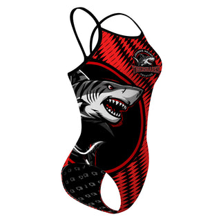 Johnnie Means Aquatic Tigersharks 26 Red - Skinny Strap Swimsuit