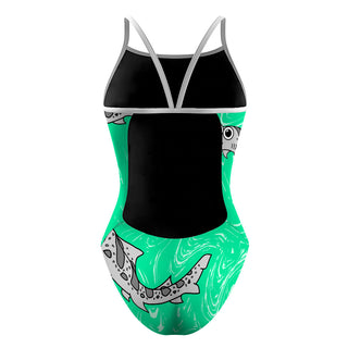 Leah the Leopard Shark Greenmint Sunback - Sunback Tank Swimsuit