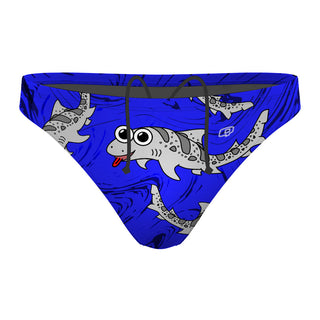 Leah the Leopard Shark Blue Solid WP - Waterpolo Brief Swimsuit