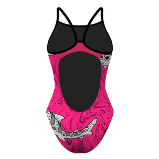 Leah the Leopard Shark Dark Pink Solid - Skinny Strap Swimsuit