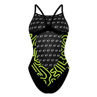 Green lines - Skinny Strap Swimsuit