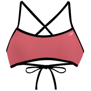 Ciara tieback cayenne pink bikini top with black straps - Ciara Tieback Bikini Top