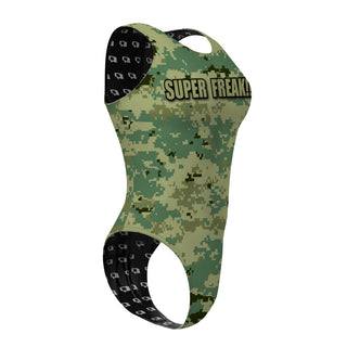 Desert Camo Vest Style - Women's Waterpolo Swimsuit Cheeky Cut