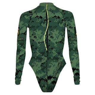 Green Camo with CAMMY. - Surf Swimming Suit Cheeky Cut