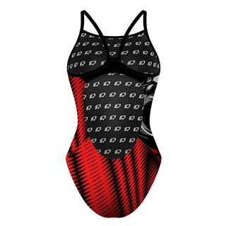 Johnnie Means Aquatic Tigersharks 26 Red - Skinny Strap Swimsuit