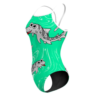 Leah the Leopard Shark Greenmint Sunback - Sunback Tank Swimsuit