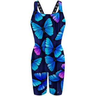 Blue Butterfly - Classic Strap Long Knee Women Jammer