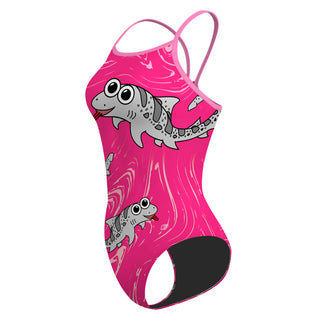 Leah the Leopard Shark Light Pink Solid - Skinny Strap Swimsuit