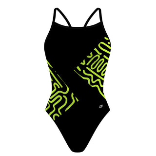 Green lines - Skinny Strap Swimsuit