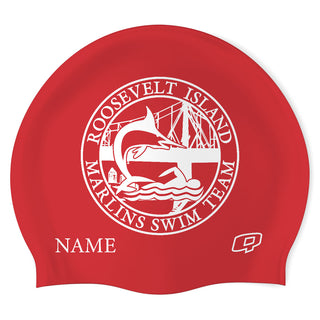 RI Marlins (RED-01) - Wrinkle-Free Silicone Swimming Cap