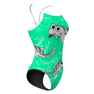 Leah the Leopard Shark Greenmint Sunback - Sunback Tank Swimsuit