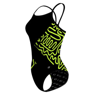 Green lines - Skinny Strap Swimsuit