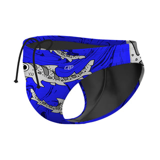 Leah the Leopard Shark Blue Solid WP - Waterpolo Brief Swimsuit