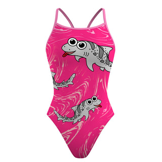 Leah the Leopard Shark Light Pink Solid - Skinny Strap Swimsuit
