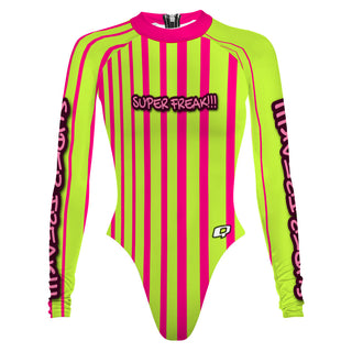 Pink & Lime Strips - Surf Swimming Suit Cheeky Cut
