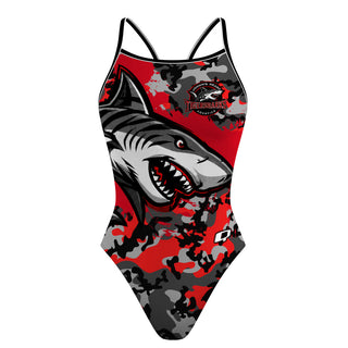 Johnnie Means Aquatic Tigersharks 26 Camo - Skinny Strap Swimsuit