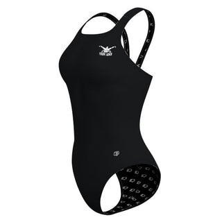 Left logo - Solid Classic Strap Swimsuit