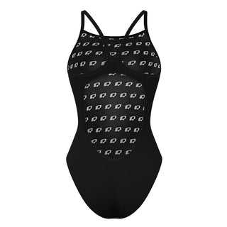 Solid Black - Solid Skinny Strap Swimsuit