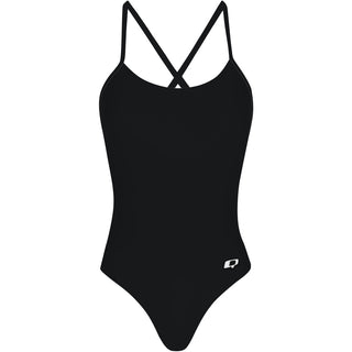 Solid Black - Solid Tieback One Piece Swimsuit