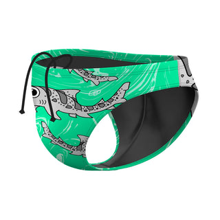 Leah the Leopard Shark Greenmint WP - Waterpolo Brief Swimsuit