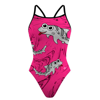 Leah the Leopard Shark Dark Pink Solid - Skinny Strap Swimsuit