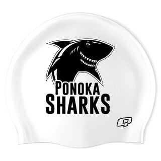 Ponoka Sharks (WHT/01) - Classic Silicone Swimming Cap
