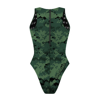 Forest Green Camo - Women's Waterpolo Swimsuit Cheeky Cut