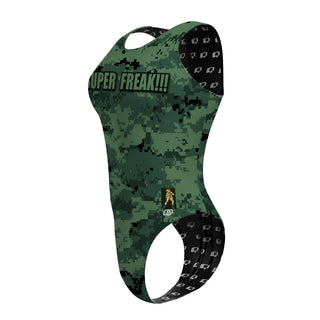 Forest Green Camo - Women's Waterpolo Swimsuit Cheeky Cut