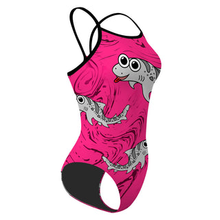 Leah the Leopard Shark Dark Pink Solid - Skinny Strap Swimsuit