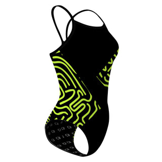 Green lines - Skinny Strap Swimsuit