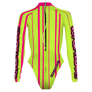 Pink & Lime Strips - Surf Swimming Suit Cheeky Cut