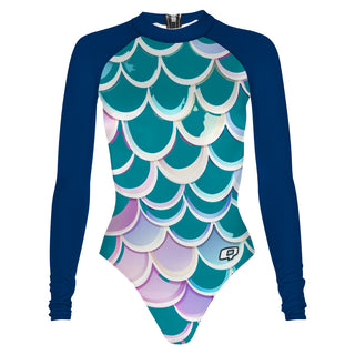 Fish Scales Solid Arms - Surf Swimming Suit Classic Cut