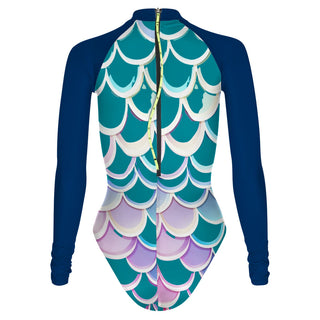 Fish Scales Solid Arms - Surf Swimming Suit Classic Cut