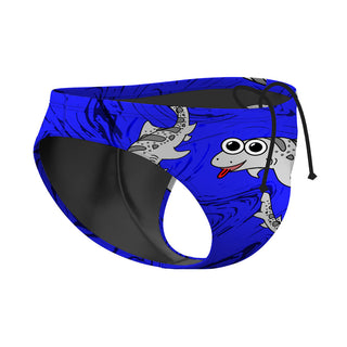 Leah the Leopard Shark Blue Solid WP - Waterpolo Brief Swimsuit