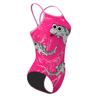 Leah the Leopard Shark Light Pink Solid - Skinny Strap Swimsuit