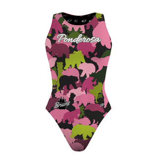 Ponderosa High School 26 PNK-GRN - Women's Waterpolo Swimsuit Classic Cut