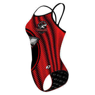 Johnnie Means Aquatic Tigersharks 26 Red - Skinny Strap Swimsuit