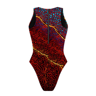 Trinidad Beach Waterpolo (Breath of the Red Coral) - Women's Waterpolo Swimsuit Cheeky Cut
