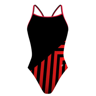 Red lines - Skinny Strap Swimsuit