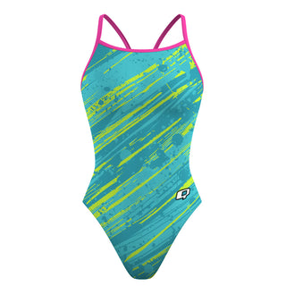 Lime Graffiti - Skinny Strap Swimsuit