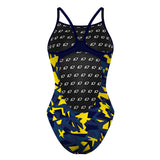 Navy Retro Irregular Shapes  - Skinny Strap